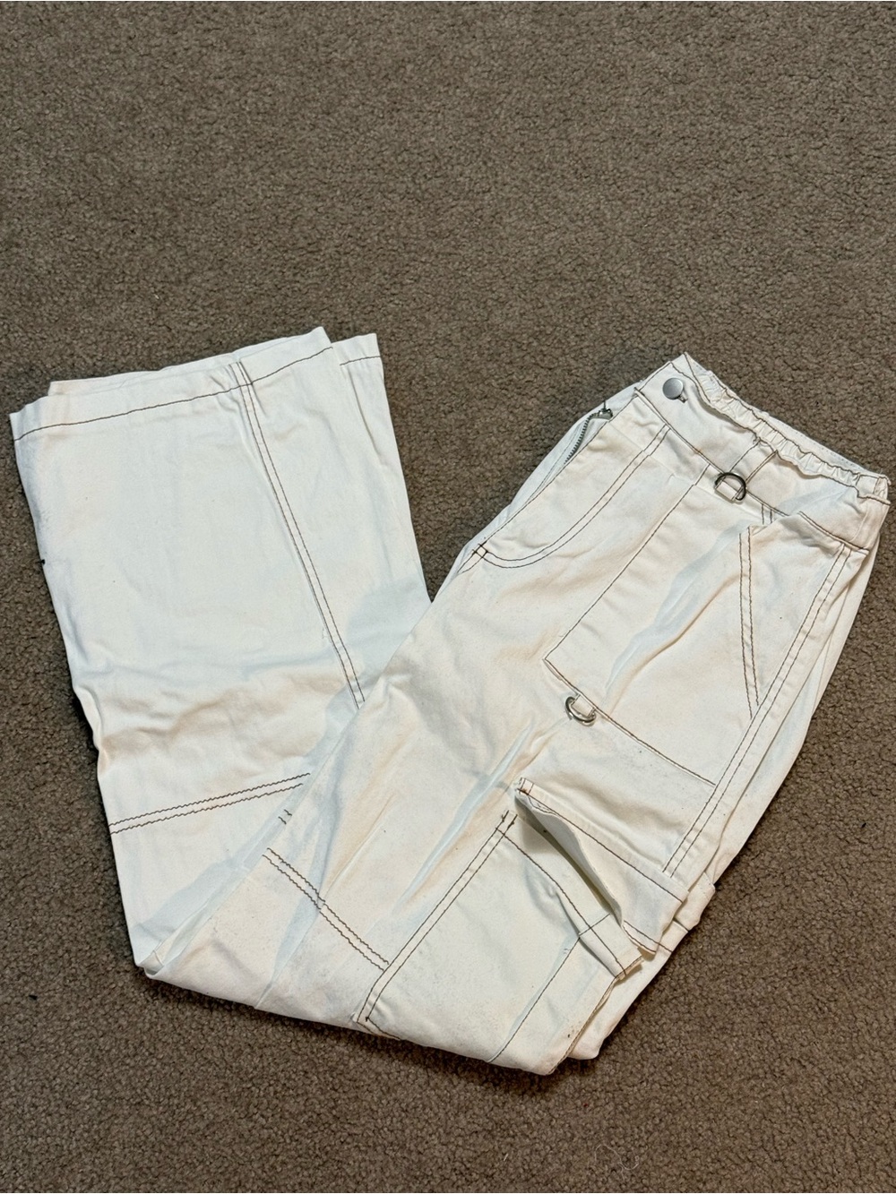 White Women's Utility Cargo Jeans